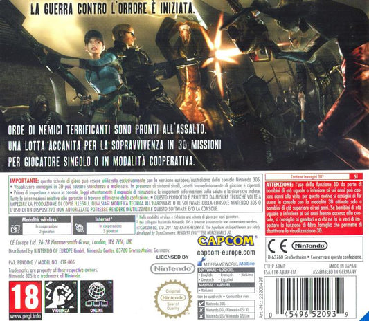 Resident Evil - The Mercenaries 3D Nintendo 3Ds 2Ds Videogioco Italiano Pal Ita