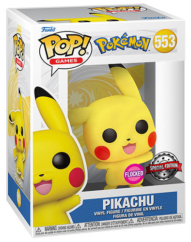 Funko Pop ! Pokemon - (553) Pikachu (Waving) Flocked Special Edition 9Cm