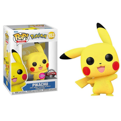Funko Pop ! Pokemon - (553) Pikachu (Waving) Flocked Special Edition 9Cm