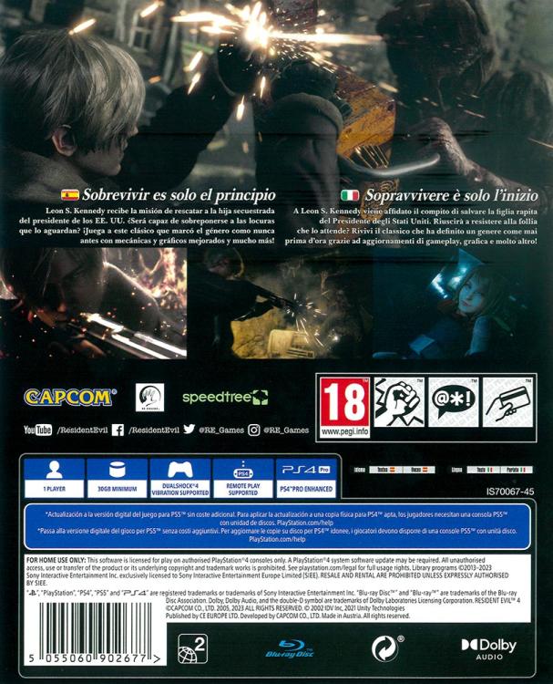 Resident Evil 4 Remake Ps4 Gioco Playstation 4 Italiano Videogioco Upgrade Ps5