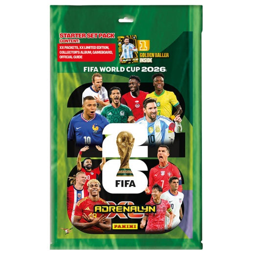 Panini Calciatori Adrenalyn XL Fifa World Cup 2026 - Starter Set Pack Raccoglitore + 2 Buste da 8 Card + 2 Limited + Campo da Gioco
