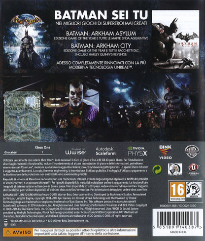 Batman: Return To Arkham Xbox One Videogioco Italiano Gioco Nuovo Pal