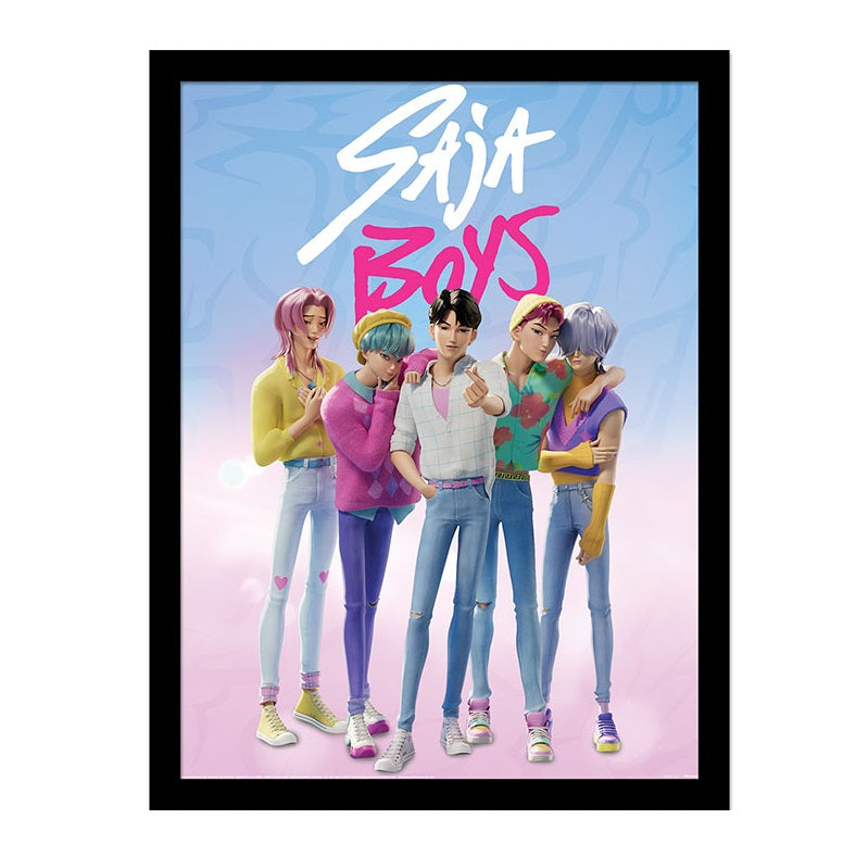 KPop Demon Hunters Framed Cornice Saja Boys Quadro Collector Print 30x40cm