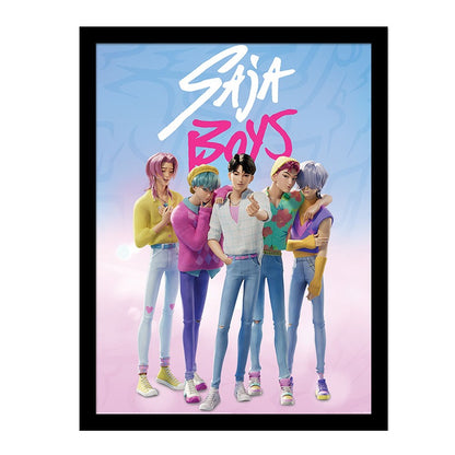 KPop Demon Hunters Framed Cornice Saja Boys Quadro Collector Print 30x40cm