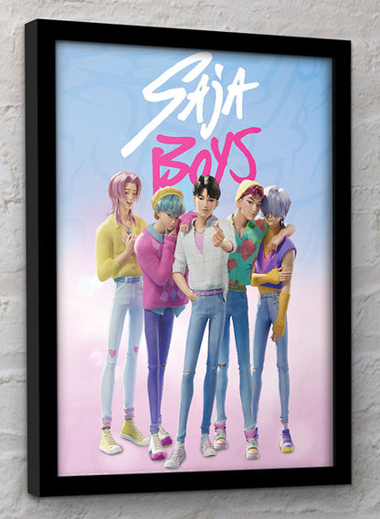 KPop Demon Hunters Framed Cornice Saja Boys Quadro Collector Print 30x40cm