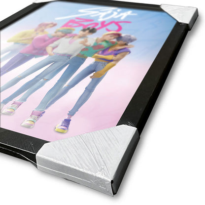 KPop Demon Hunters Framed Cornice Saja Boys Quadro Collector Print 30x40cm