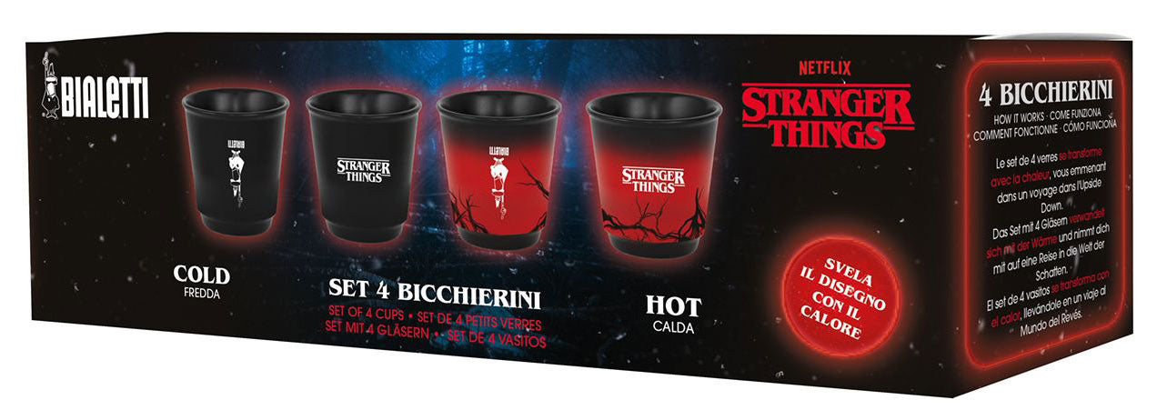 BIALETTI Set 4 Bicchierini Cambia Colore Stranger Things Termosensibili 90ml