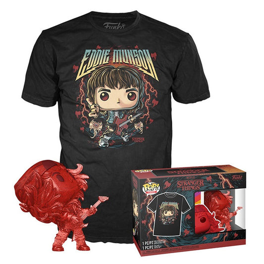 Funko Pop ! & Tee Stranger Things Hunter Eddie W / Guitar Figure 9Cm + T-Shirt