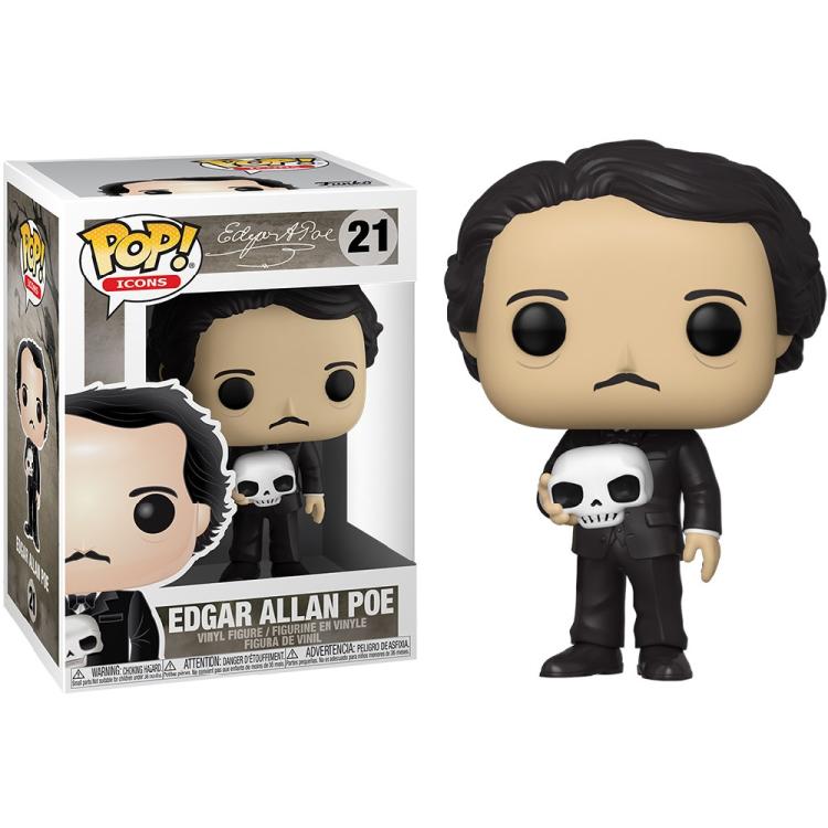 Funko Pop ! Icons Edgar Allan Poe (21) W/ Skull Teschio Figure Vinyl 9Cm Nuovo