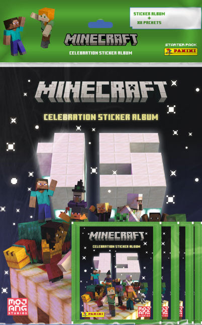 Panini Minecraft Celebration Starter Pack Sticker Album +5 Bustine - 25 Figurine