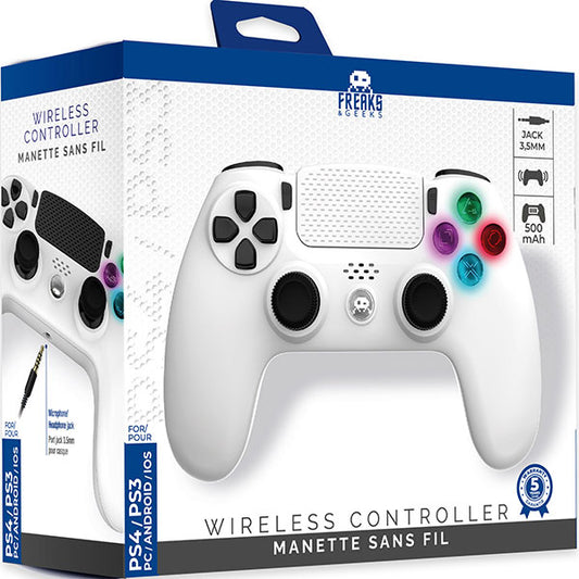 Freaks Controller Wireless Per Ps4/Ps3/Pc/Android/Ios Pulsanti Illuminati White
