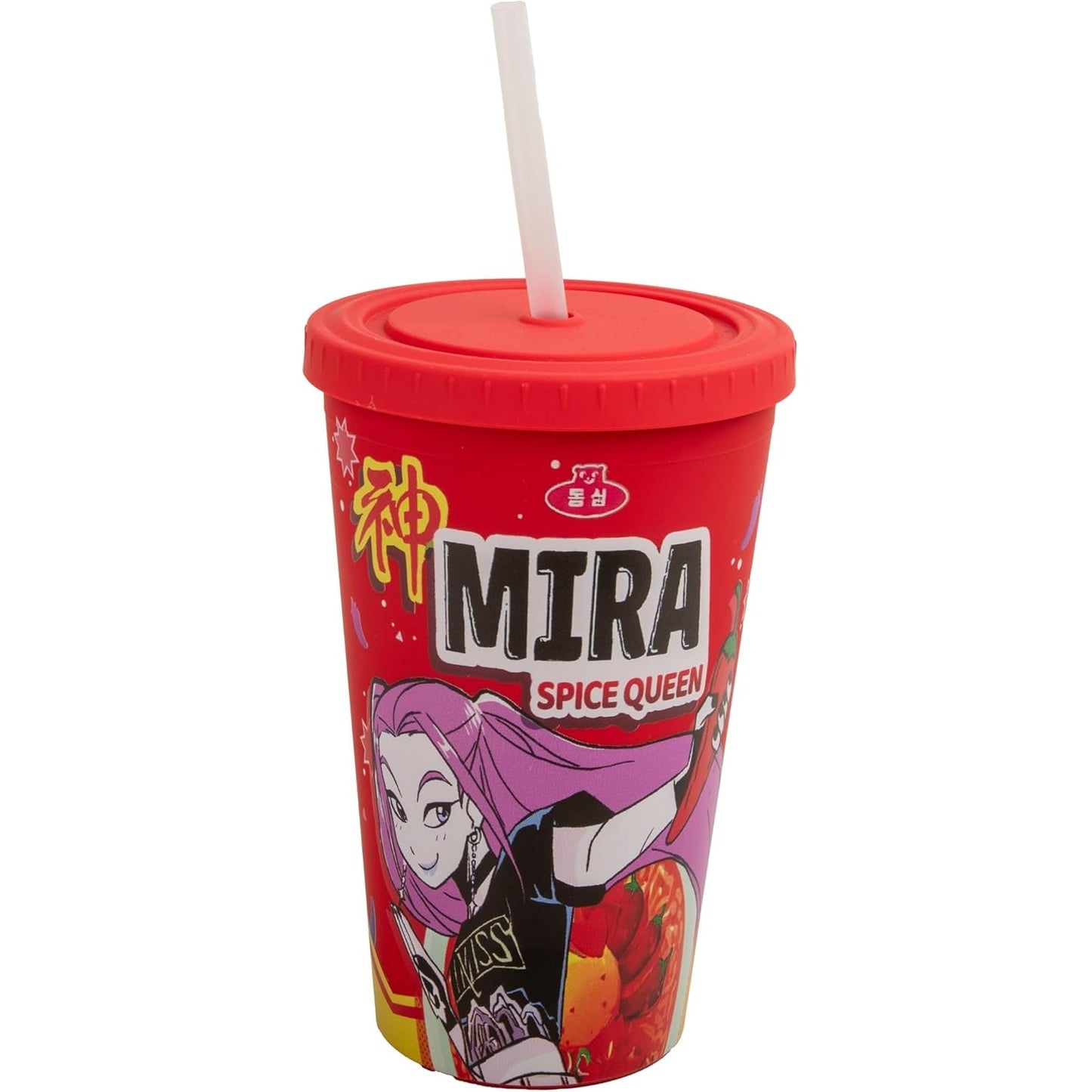 Cinereplicas - Kpop Demon Hunters - Bicchiere con Cannuccia e Coperchio 475 ml (Mira Spice Queen) Tazza Licenza Ufficiale