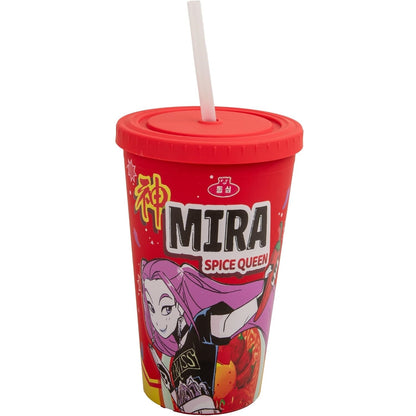 Cinereplicas - Kpop Demon Hunters - Bicchiere con Cannuccia e Coperchio 475 ml (Mira Spice Queen) Tazza Licenza Ufficiale