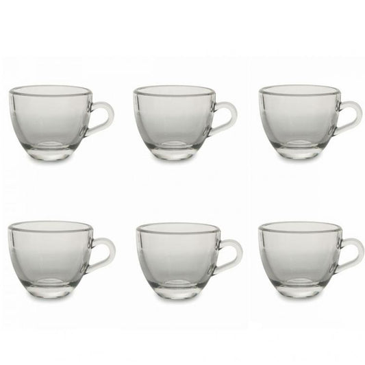 Set Servizio 6 Tazzine Tazze Da Caffè Bar Colazione Trasparente Ceramica 6X7Cm