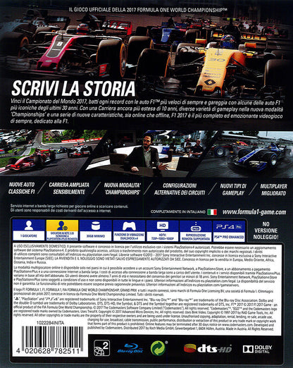 F1 2017 Standard Edition Ps4 Videogioco Formula 1 Play Station 4 Italiano 2018
