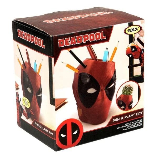 Paladone Marvel Deadpool Portapenne Vaso Per Piante  Da Scrivania "Pen E Plant Pot" 13Cm - Da Collezione Head