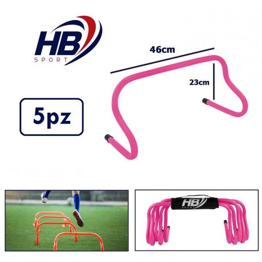 Set 5 Ostacoli Sport Allenamento Calcio Velocità Agilità Coordinazione Rosa 23Cm