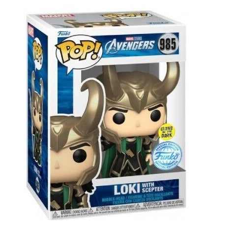 Funko Pop ! Marvel Avengers - Loki W/ Helmet Scepter (985) Special Glow Figure