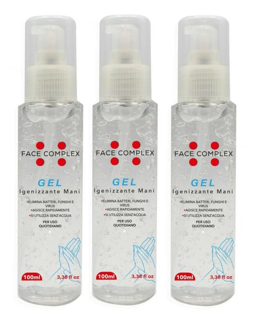 3pz -GEL IGIENIZZANTE MANI TIPO DISINFETTANTE FACE COMPLEX 3 X 100ML - 300ML