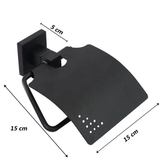 Porta Rotolo Carta Igienica A Muro Parete Con Coperchio Basculante Acciaio Nero