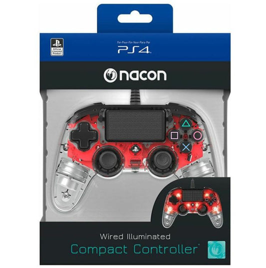 CONTROLLER NACON WIRED PS4 LUMINOSO COMPACT LIGHT EDITION LED ROSSO PAD NUOVO