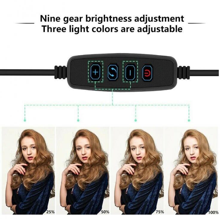 Treppiedi Anello Luminoso Video Luce Led Fotografia Cellulare Selfie Trucco 30Cm