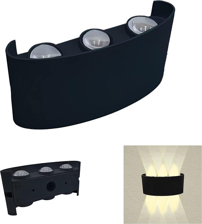 APPLIQUE A PARETE LED NERO 18W LUCE CALDA 3000K INT/ESTERNO UP&DOWN IMPERMEABILE