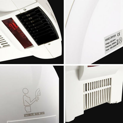 Asciugamani Elettrico Automatico Aria Calda Fotocellula a Muro Parete Hotel 2000w