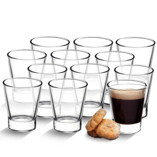 DAMASCO 12 BICCHIERI TAZZINE PER CAFFÈ ESPRESSO VETRO TRASPARENTE SHOT CICCHETTI