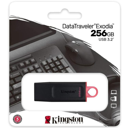Pendrive Kingston 256Gb Dtx/256Gb Usb 3.2 Exodia Gen1 Chiavetta Memoria Pc Nero