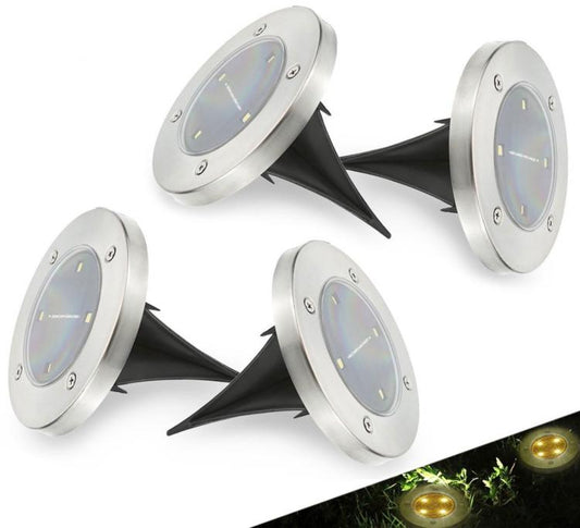 4 FARO LAMPADA LED SOLARE DA ESTERNO GIARDINO FARETTO 4 LED PICCHETTO SEGNAPASSI