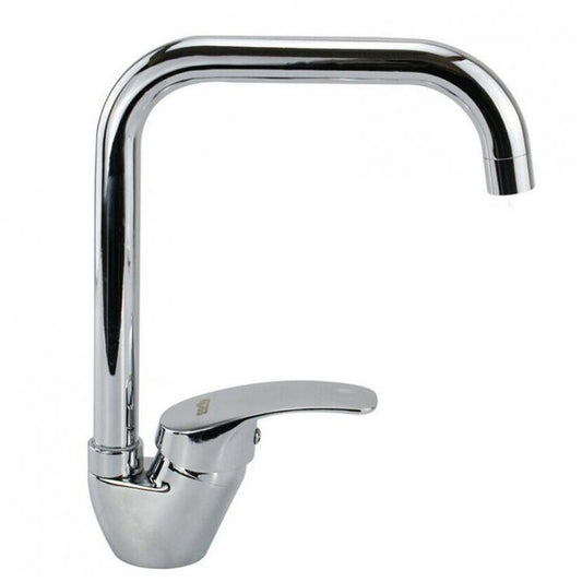 Rubinetto Cucina Miscelatore Lavello Canna Alta Quadrata In Ottone Cromato 69204