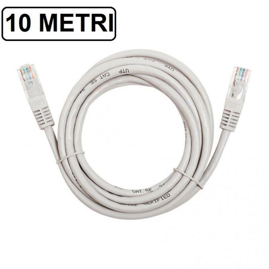 CAVO ETHERNET DI RETE LAN INTERNET RJ45 CAT5 10METRI MODEM ROUTER FILO COMPUTER