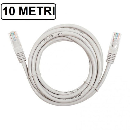 CAVO ETHERNET DI RETE LAN INTERNET RJ45 CAT5 10METRI MODEM ROUTER FILO COMPUTER