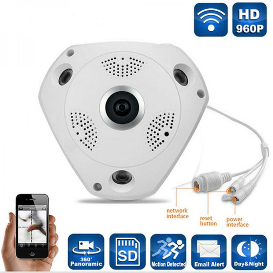 Telecamera Ip Panoramica 360 Gradi Notturna P2P Videocamera Sorveglianza Hd Vr
