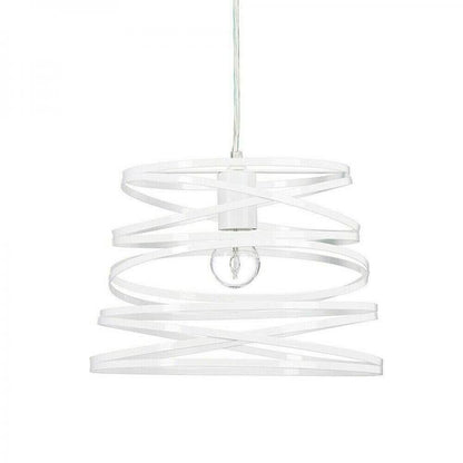 Lampadario Moderno Sospensione Fasce Intrecciate Ferro Attacco E27 120Cm |Bianco
