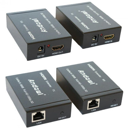 COPPIA HDMI EXTENDER ETHERNET CAVO DI RETE LAN OVER CAT5E CAT6 60 METRI 1080P 3D
