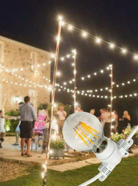 10pz LAMPADE E27 LED FILAMENTO LUCE CALDA GIALLA RETRO VINTAGE CATENARIA CATENA