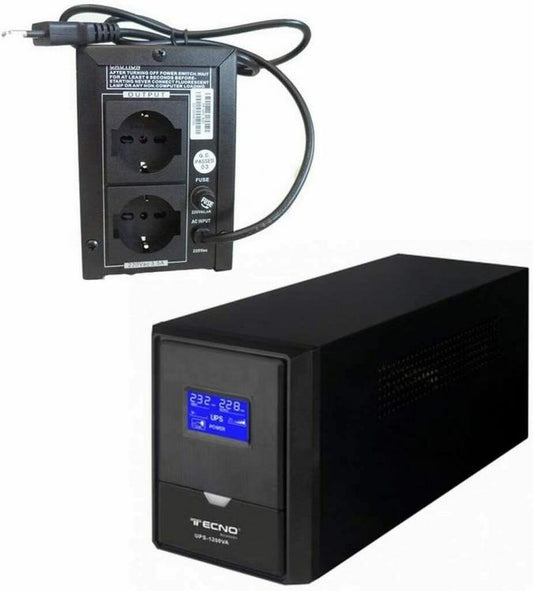 Tecno Ups Gruppo Di Continuita 1200Va 500W 3 Uscite Bivalenti Ac Restart Led Pc