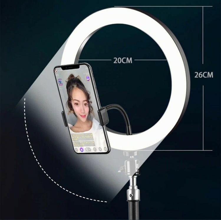 Treppiedi Anello Luminoso Video Luce Led Fotografia Cellulare Selfie Trucco 26Cm