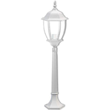Lampione Da Giardino Terra 87Cm Lanterna Vetro E27 Luce Esterno Alluminio Bianco