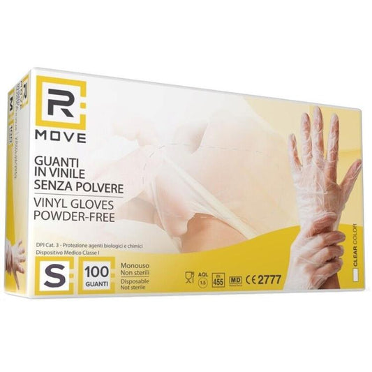 100 Guanti Vinile Bianco Trasparenti Monouso Senza Polvere,Lattice E Talco Tg.S