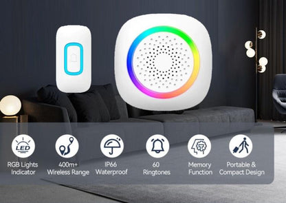 CAMPANELLO SENZA FILI DIGITALE WIRELESS DOORBELL KIT IP44 PORTE PER CASA UFFICIO