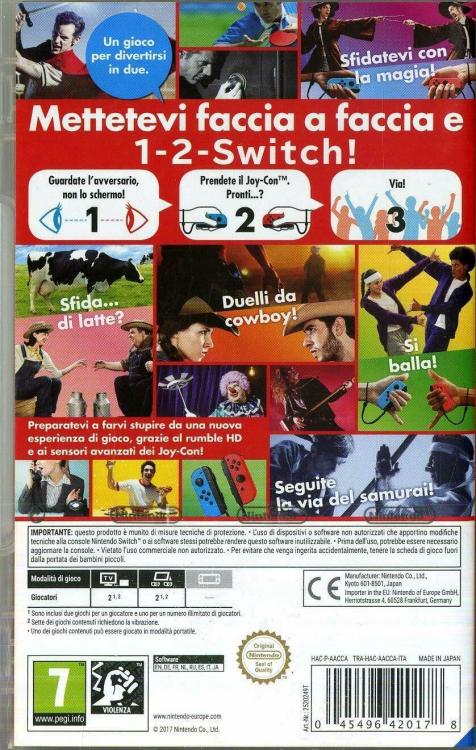 1 - 2 Switch Videogioco Nintendo Switch Completo Italiano Gioco Co-Op Nuovo