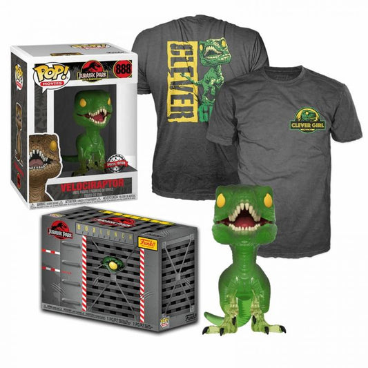 Funko Pop Tees Jurassic Park Velociraptor 888 Special Edition + T-Shirt Taglia M