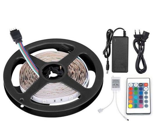 Striscia Strip Led 5050 Luce Multicolore Rgb 5M Metri + Controller Alimentatore