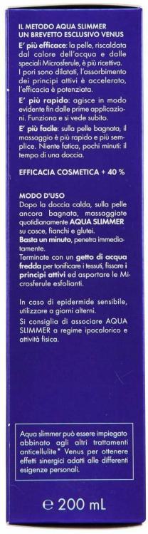 Venus Gel Anti Cellulite Aqua Slimmer 200 Ml Ultra Rapido Drenante Crema Corpo