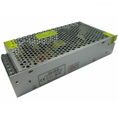 ALIMENTATORE TRASFORMATORE STABILIZZATO STRISCE LED 24V - 5A TRIMMER 110v/220v