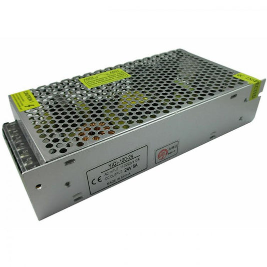 ALIMENTATORE TRASFORMATORE STABILIZZATO STRISCE LED 24V - 5A TRIMMER 110v/220v
