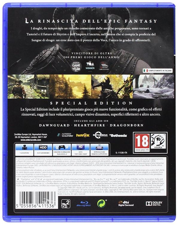 The Elder Scrolls V Skyrim Special Edition Ps4 Gioco Italiano Playstation 4 Ita